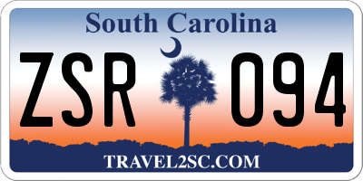 SC license plate ZSR094