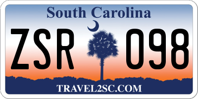 SC license plate ZSR098