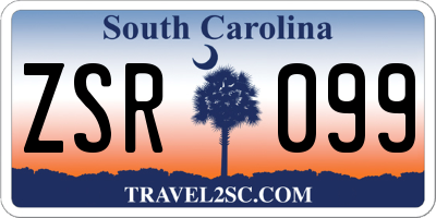 SC license plate ZSR099