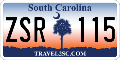 SC license plate ZSR115