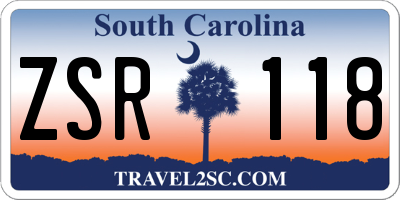 SC license plate ZSR118