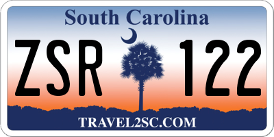 SC license plate ZSR122