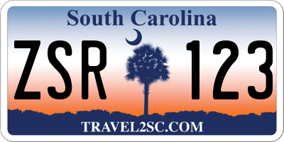 SC license plate ZSR123