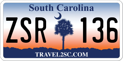SC license plate ZSR136