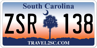 SC license plate ZSR138