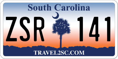 SC license plate ZSR141