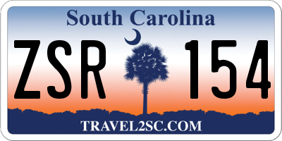 SC license plate ZSR154