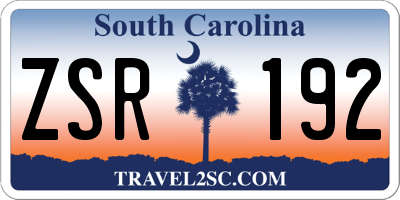 SC license plate ZSR192