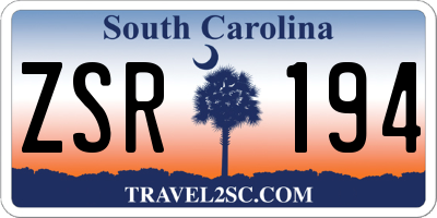 SC license plate ZSR194