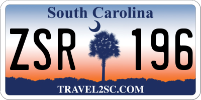 SC license plate ZSR196