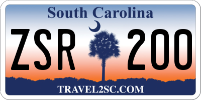 SC license plate ZSR200