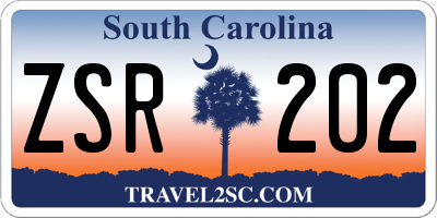 SC license plate ZSR202