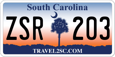SC license plate ZSR203