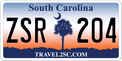 SC license plate ZSR204