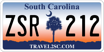 SC license plate ZSR212