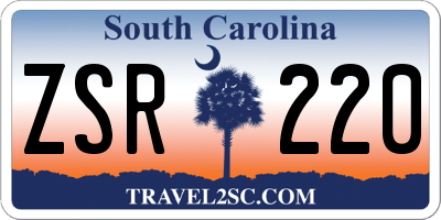 SC license plate ZSR220