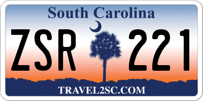SC license plate ZSR221