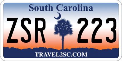 SC license plate ZSR223