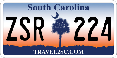 SC license plate ZSR224