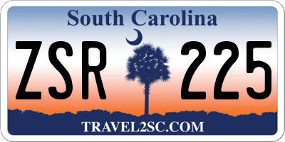 SC license plate ZSR225