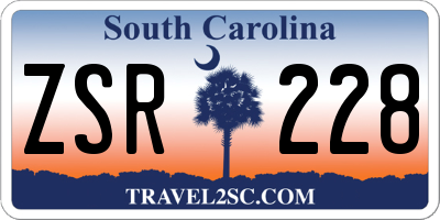 SC license plate ZSR228