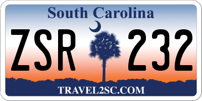 SC license plate ZSR232