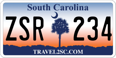 SC license plate ZSR234