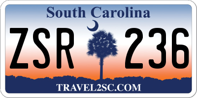 SC license plate ZSR236