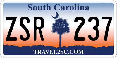 SC license plate ZSR237