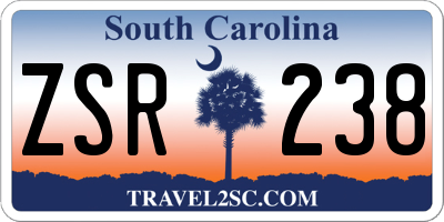 SC license plate ZSR238