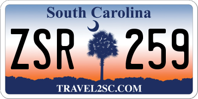 SC license plate ZSR259