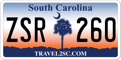 SC license plate ZSR260