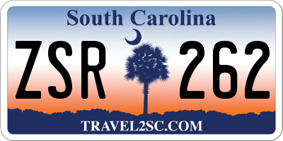 SC license plate ZSR262