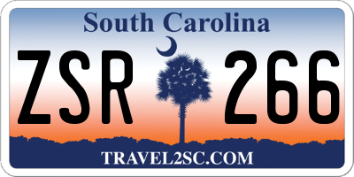 SC license plate ZSR266