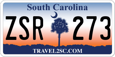 SC license plate ZSR273