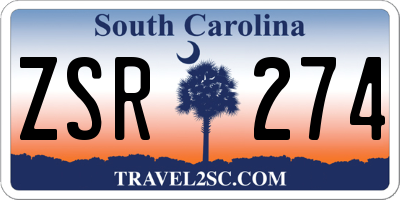SC license plate ZSR274