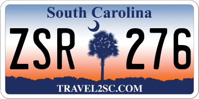 SC license plate ZSR276