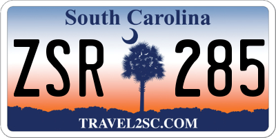 SC license plate ZSR285