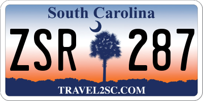 SC license plate ZSR287