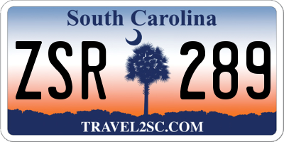 SC license plate ZSR289