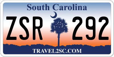 SC license plate ZSR292