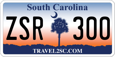 SC license plate ZSR300