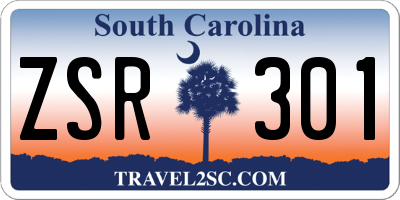 SC license plate ZSR301