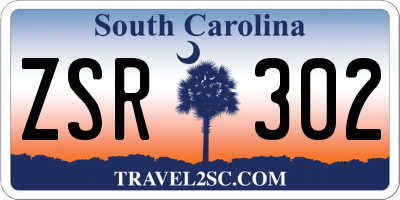 SC license plate ZSR302
