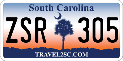 SC license plate ZSR305