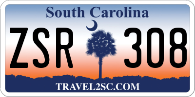 SC license plate ZSR308