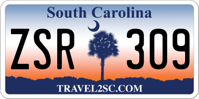 SC license plate ZSR309