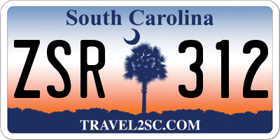 SC license plate ZSR312