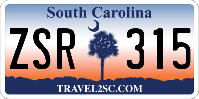 SC license plate ZSR315