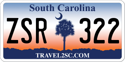 SC license plate ZSR322